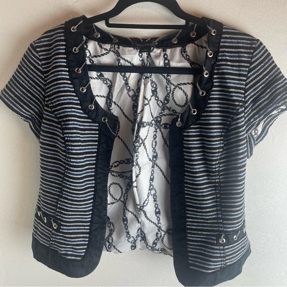 Chic Striped Short Sleeve Jacket